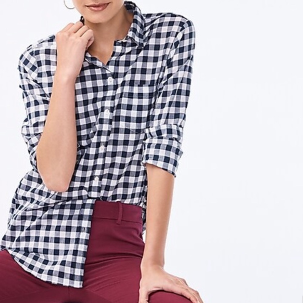 J. Crew Gingham classic button down - navy.